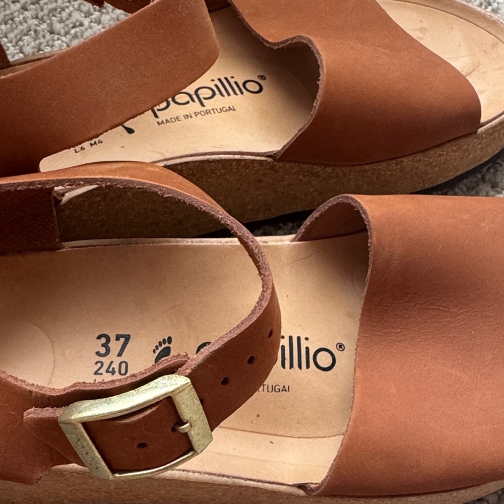 Papillio ' Tan Leather Ankle-Strap Cork Sandals - Picture 2 of 5